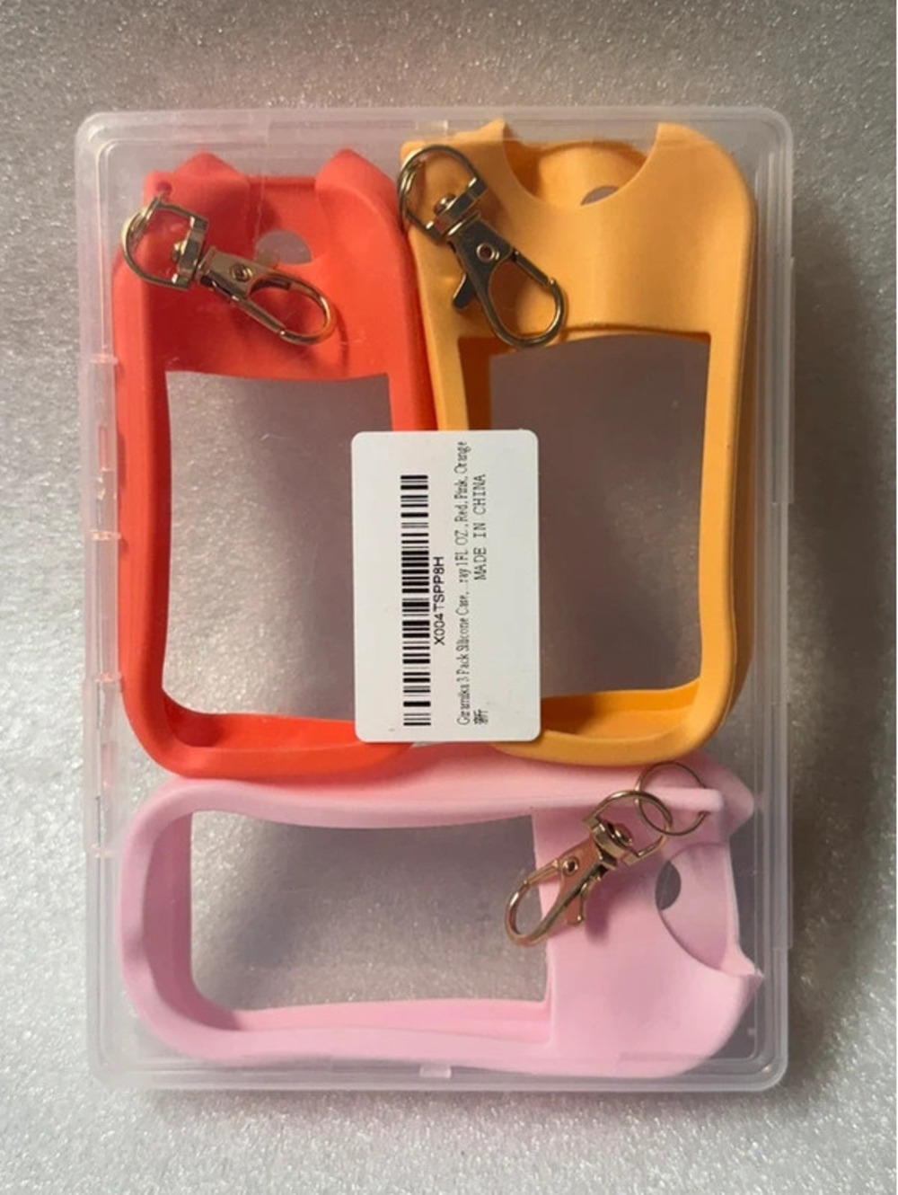 3-Pack Silicone Hand Sanitizer Spray Cases with Keychain Hooks